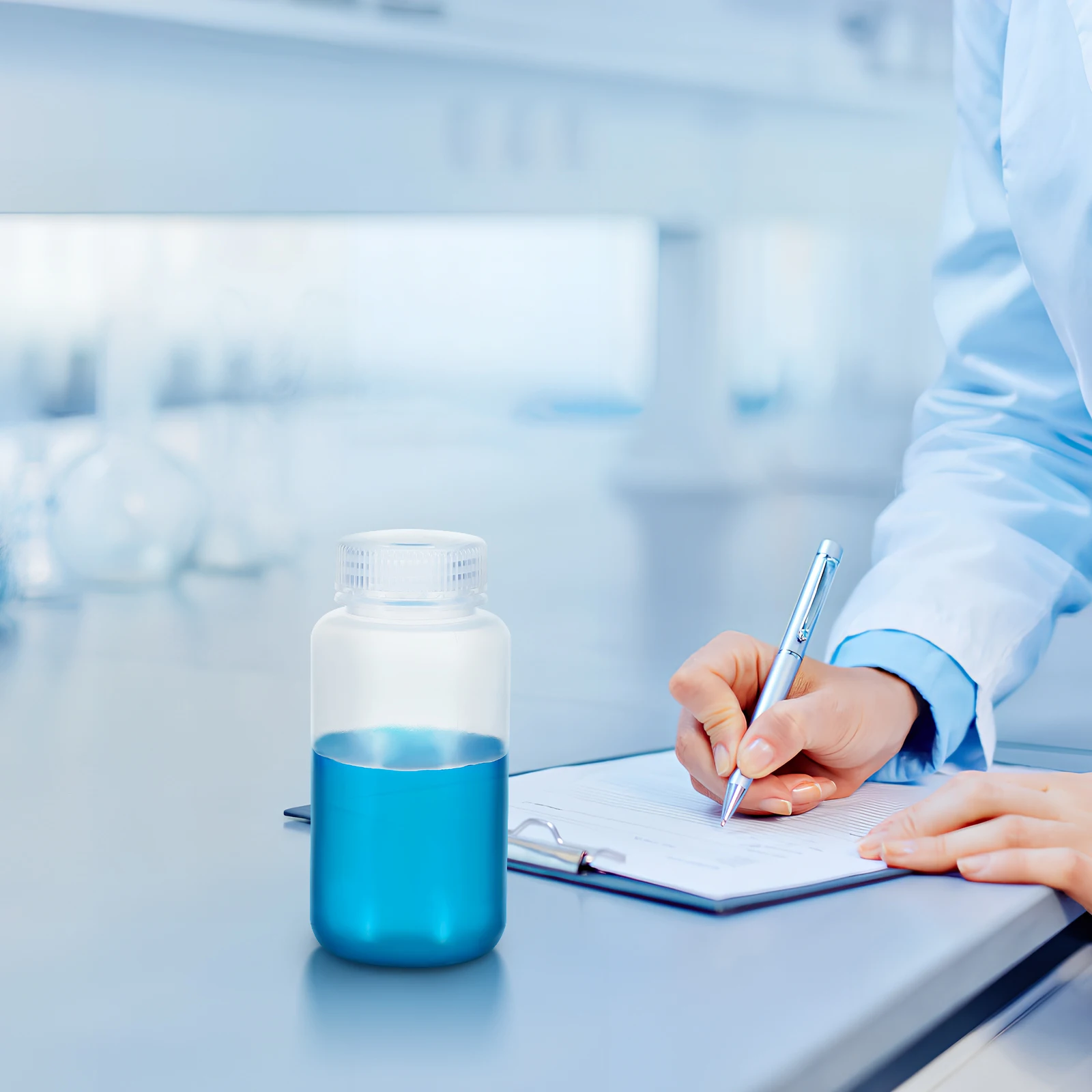 

4pcs Clear Plastic Reagent 250Ml Lab Sample Storage Containers Leak-Proof Caps Travel Chemical Liquid Laboratory Use