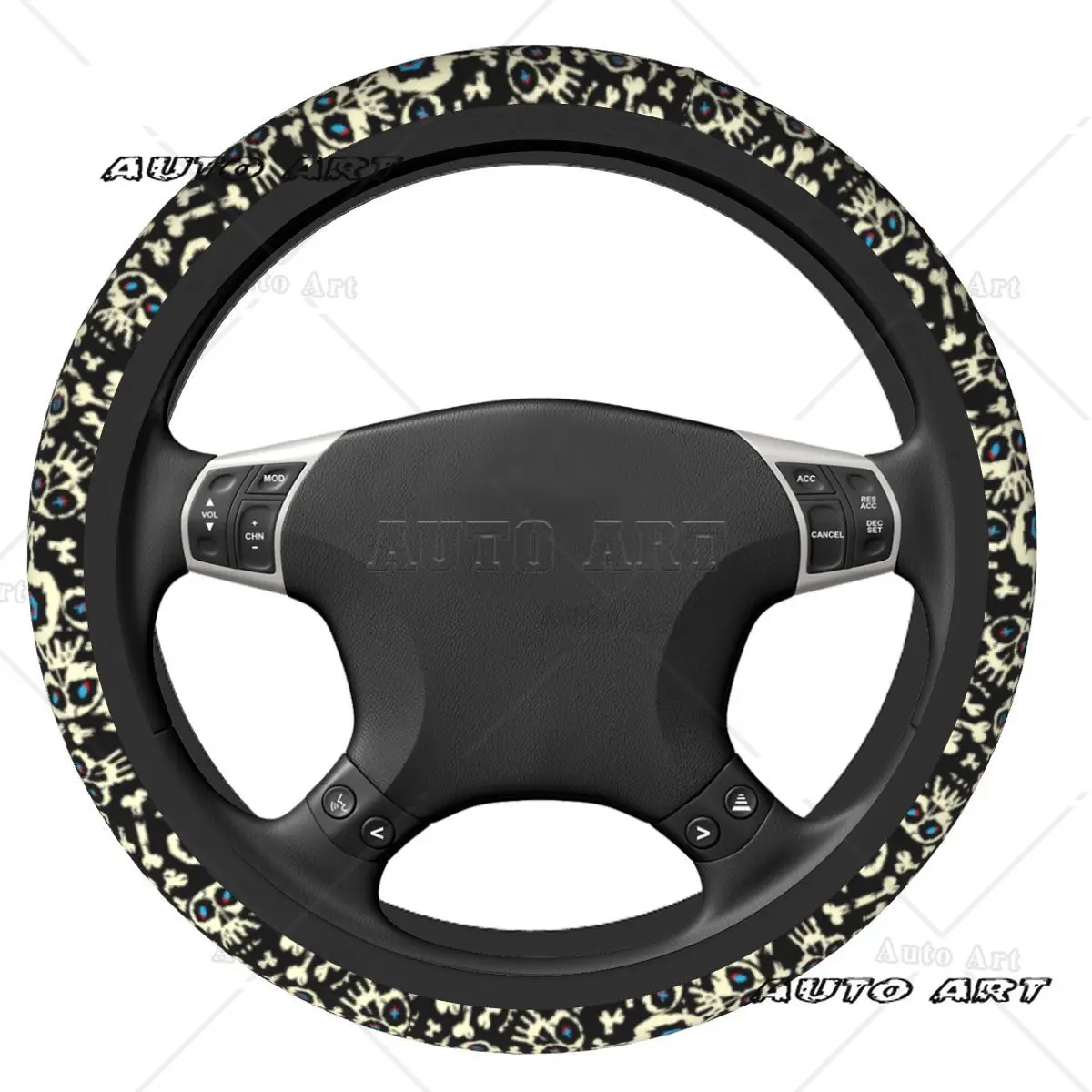 38cm Car Steering Wheel Covers Skull Seamless Anti-slip Braid On The Steering Wheel Cover Case Auto Decoration Car Accessories