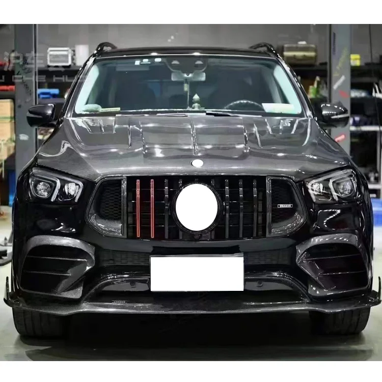 Brand New Car Hood Modified LD Style Carbon Fiber Front Rear Lip Rear Spoiler Hood for Benz GLE Series GLE63 AMG Sport Edition