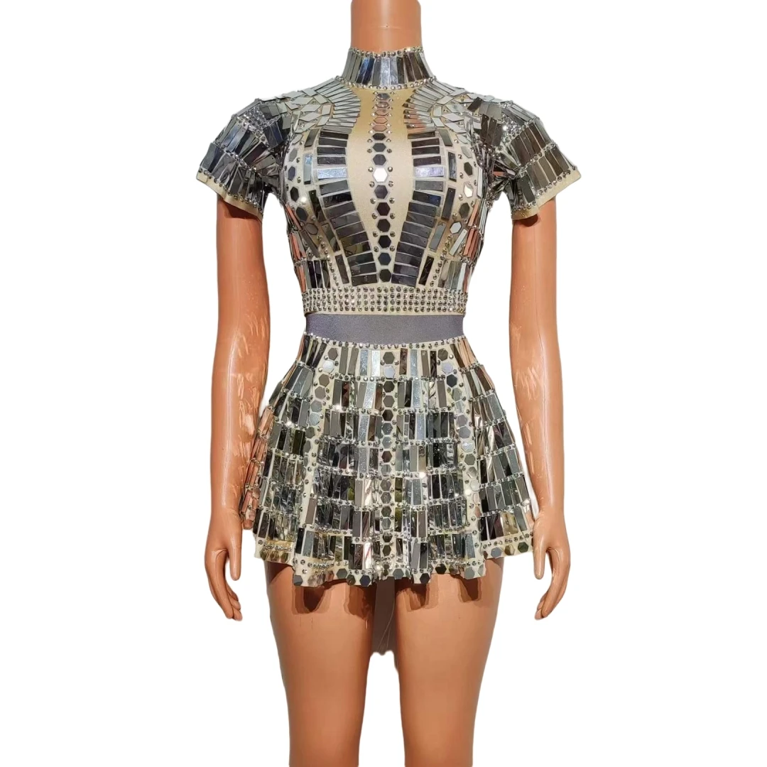 Body de Showgirl de Las Vegas con lentejuelas doradas y plateadas, vestido para mujer, traje de baile brillante, ropa de escenario, sesión de fotos de porristas126