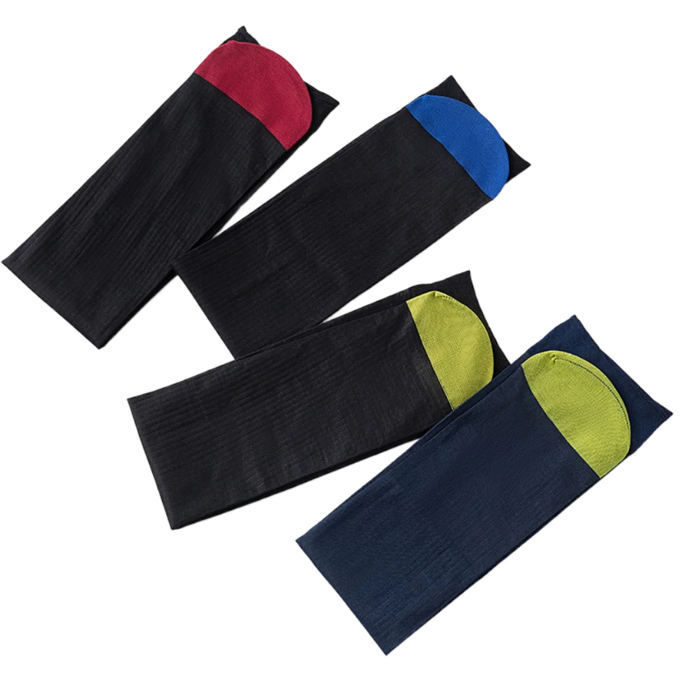 Fashion Stripe Men Thin Dress Tube Socks Sheer Middle Tube Patchwork Business Stockings Thin Translucent Men