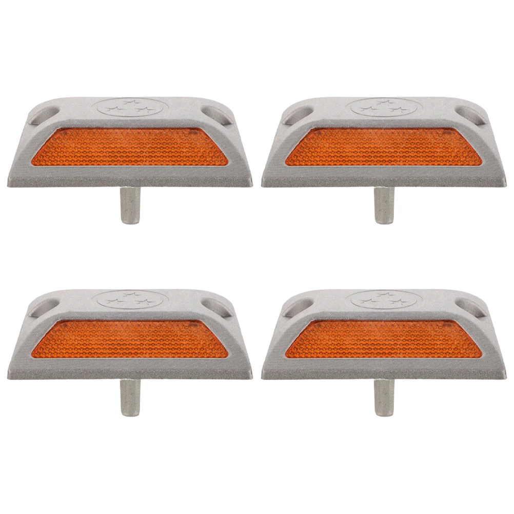 4Pcs Reflective Pavement Studs Cast Aluminum Road Markers for Improved Night Vision Anti-Collision Driving Safety Solutions