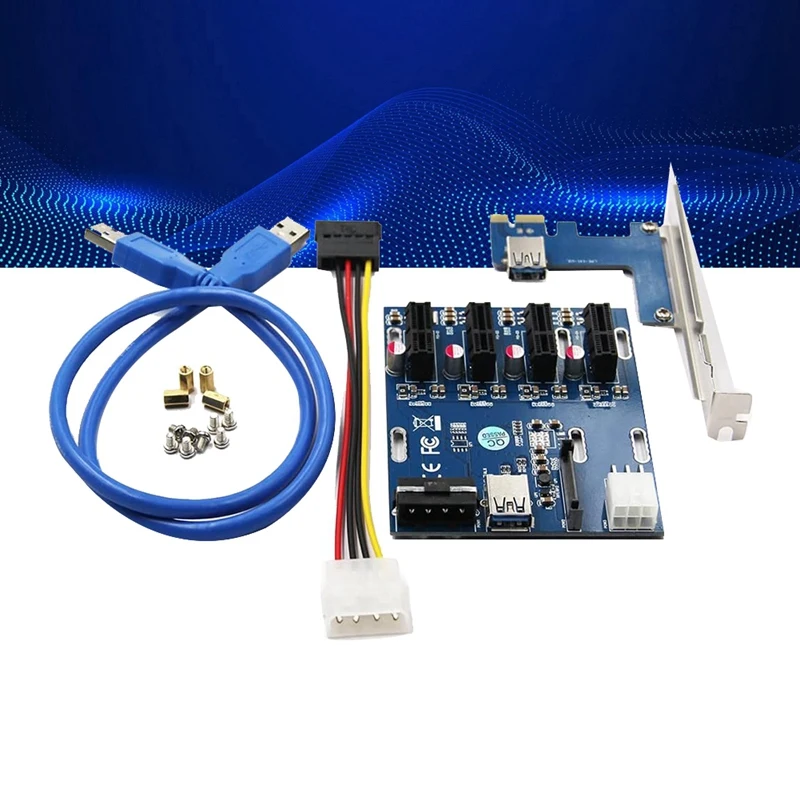 1 Drag 4 Adapter Extension Cable One Drag Four Adapter Card PCI-E To Four PCIE Multi-Functional Expansion Card Accessories