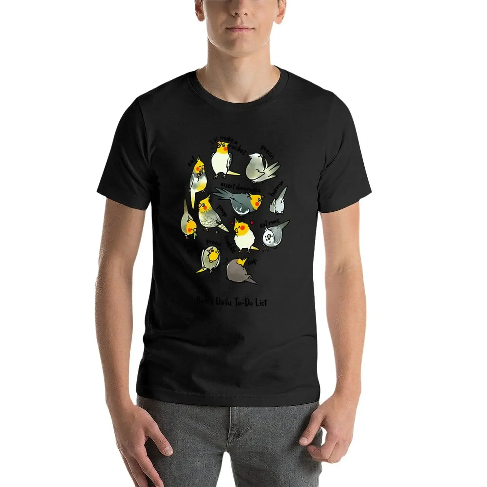 New Cockatiel-Birb's-Daily-To-Do-List T-Shirt hippie clothes Oversized t-shirt plain black t shirts men