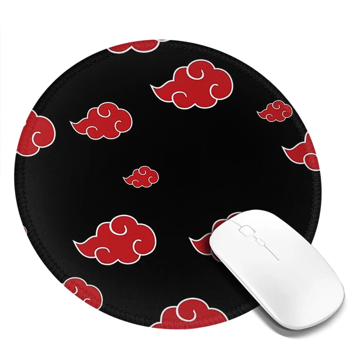 

Black And Red Cloud Round Mouse Pad Computer Keyboard Mouse Mat Gamer Laptop Desk Mat Office Table Mats