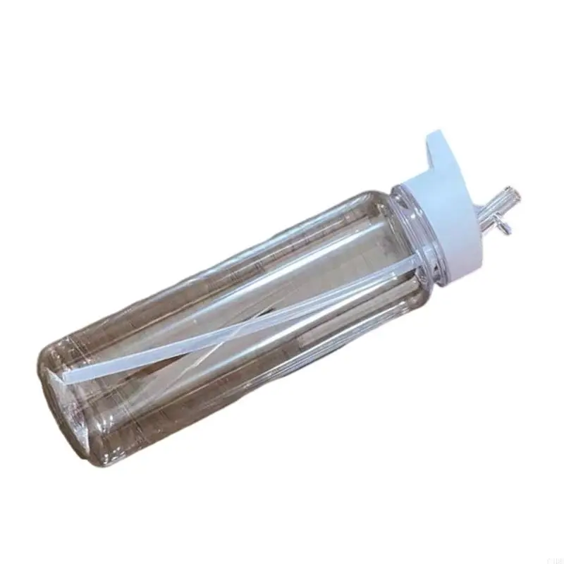 C4DE LeakProof Sports Water Bottles 700ml Clear Plastic Bottles with Straw Wide Mouths Cup for Gym Cyclings Hikings Campings