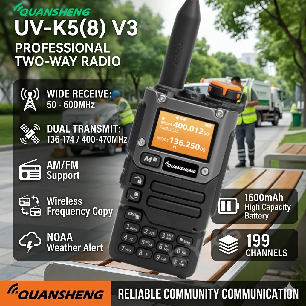 Quansheng UV K5 (8) Walkie Talkie Portable Am Fm Two Way Radio Commutator Station Amateur Ham Wireless Set Long Range Receiver