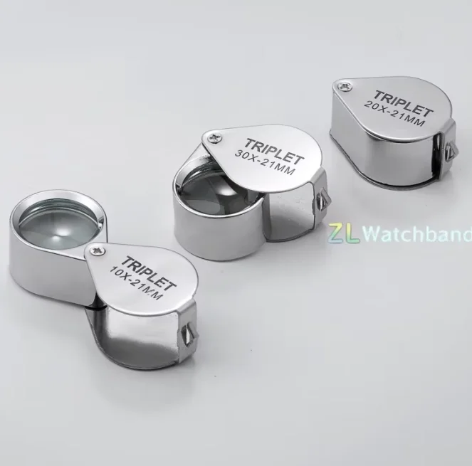 10-30X Pocket Loupe Magnifier Foldable Diamond Triplet Jewelers Eye Glass Tool - Jewelry Reading Magnifying Glass
