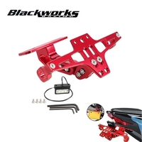 Universal Motorcycle Tail Tidy License Plate Holder Bracket Fender Eliminator LED Light Adjustable Registration Plate Holder Red