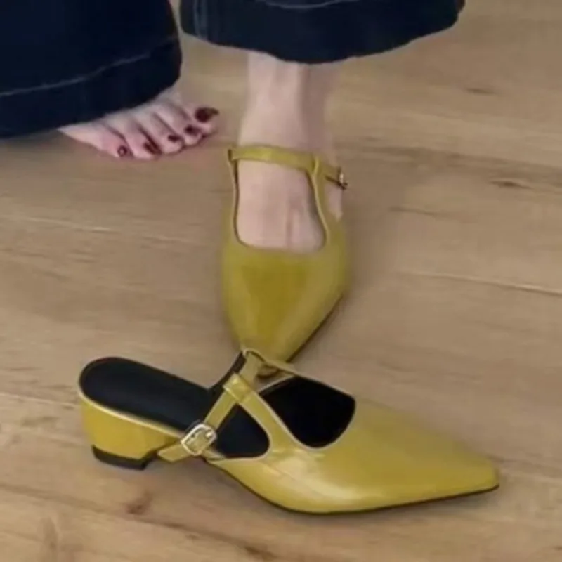 

Designer Pointed Toe Women Slippers Summer Mid Heels Woman Shoes 2026 New Trends Sandals Elegant Dress Pumps Party Zapatos Mujer