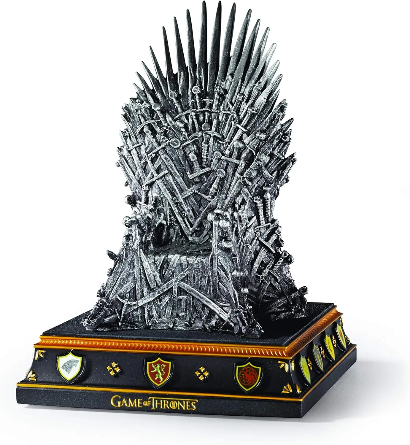 

Intricate Hand-Painted Iron Throne Miniature Replica Bookend with House Sigils