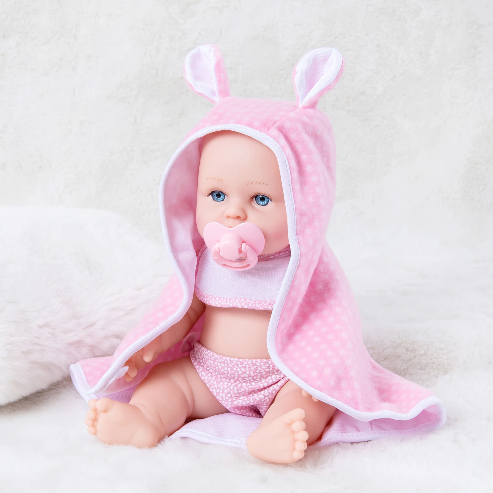 12Inch/30Cm Baby Doll Reborn Doll Holding Blanket Clothes Soothing Realistic Full Body Vinyl Reborns Popular Parenting Girl Gift