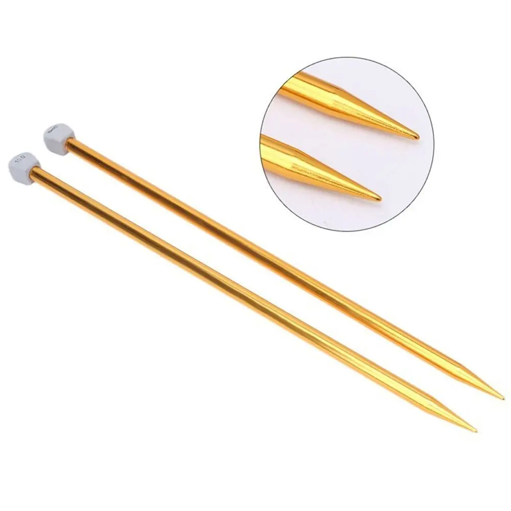 2Pcs/set DIY Single Pointed Sweater Straight Pins Weaving Tool Knitting Needles Aluminum