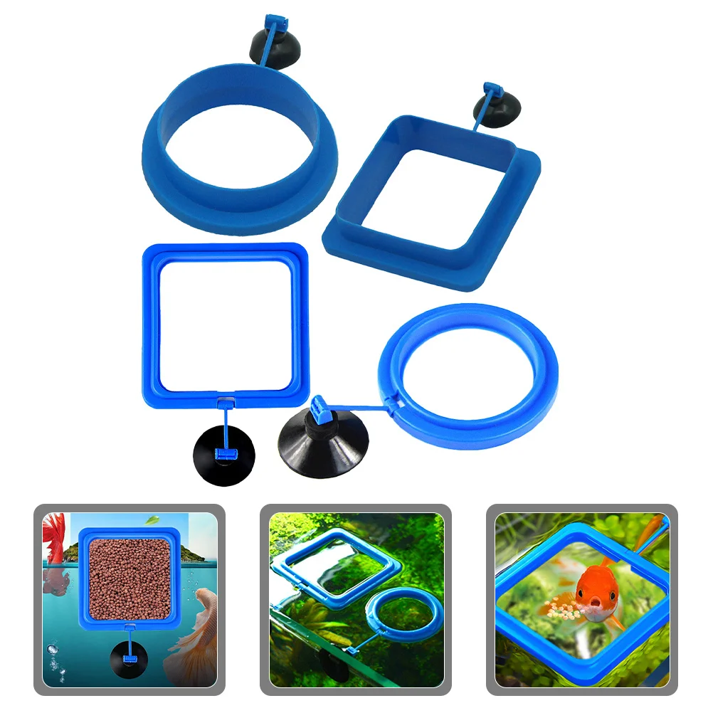 

4Pcs Fish Feeding Ring Plastic Floating Feeder Aquarium Circle Suction Cup Slow-Sinking Floating Fish Food Feeder Aquarium