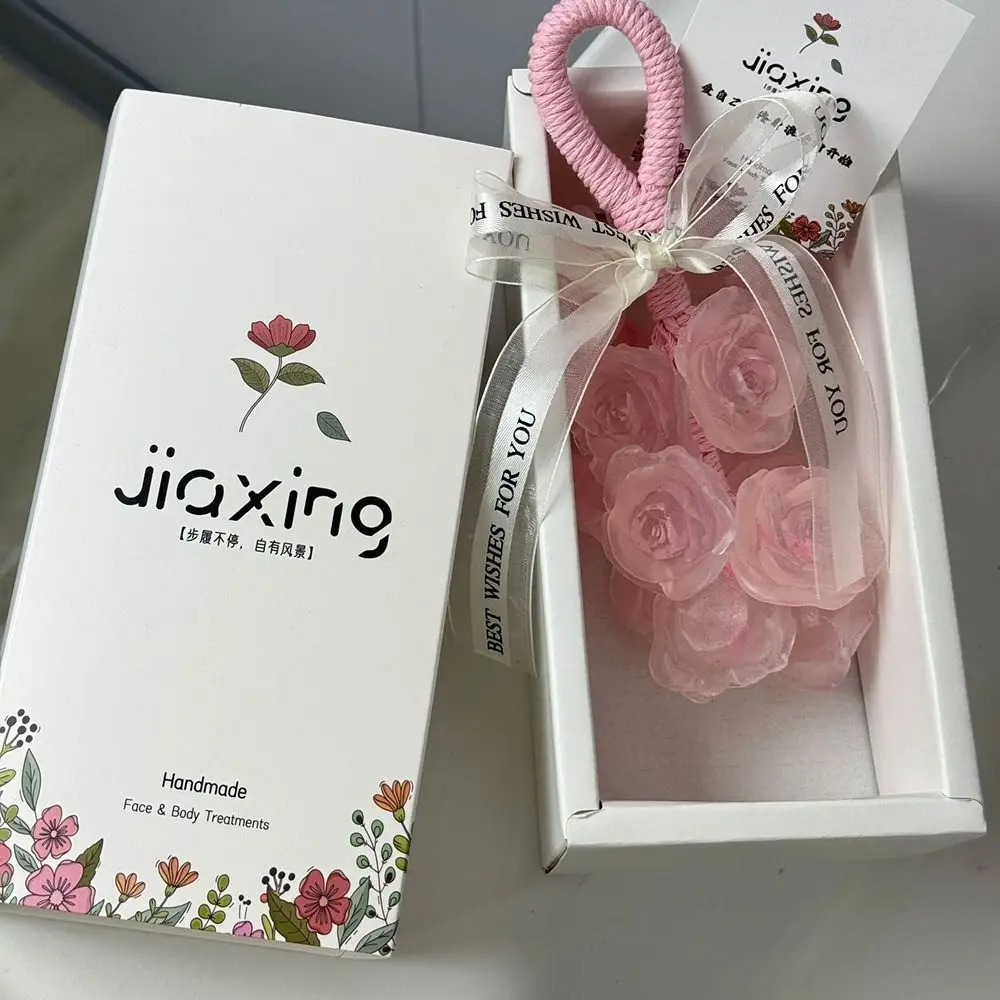 

Portable Transparent Crystal Rose Scented Soap Simulated Gentle Rose Cold Soap Can Be Cut Hanging Cleansing Soap for Shower