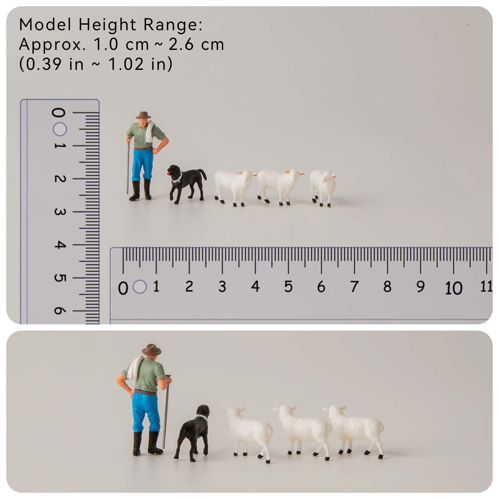 1/64 Figurines Resin Model Figures Farmer Dog Sheep Farm Animals Miniature Ranch Village Diorama Model Car Accessories