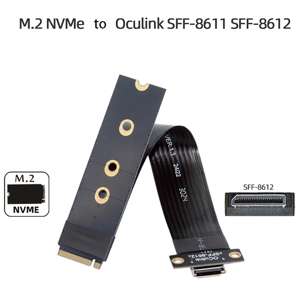 

M.2 NVME to Oculink Convert Cable PCIe 4.0 Gen4 Extend Ribbon PC Laptop SSD External Graphics Card M2 M Key to SFF-8612 Adapter