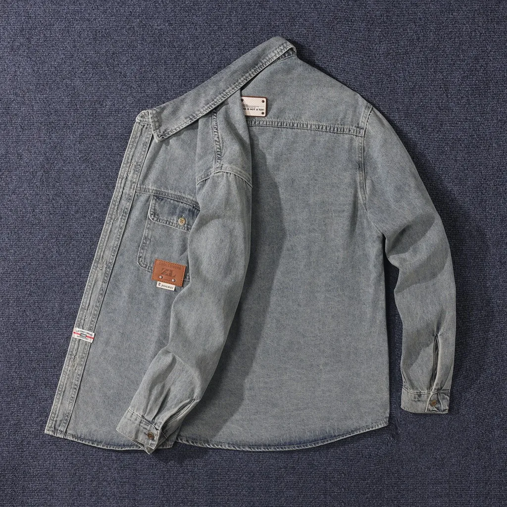Men's Spring And Autumn Wear Japanese Retro Washed Tooling Shirt Casual Jacket