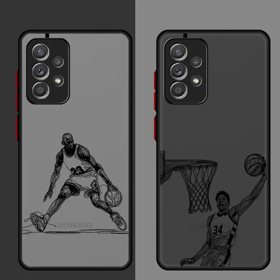 Line Basketball Star Sport Handyhülle für Samsung Galaxy A15 A16 A22 A23 A33 A34 A42 A51 A52s A53 A54 A55 Cover