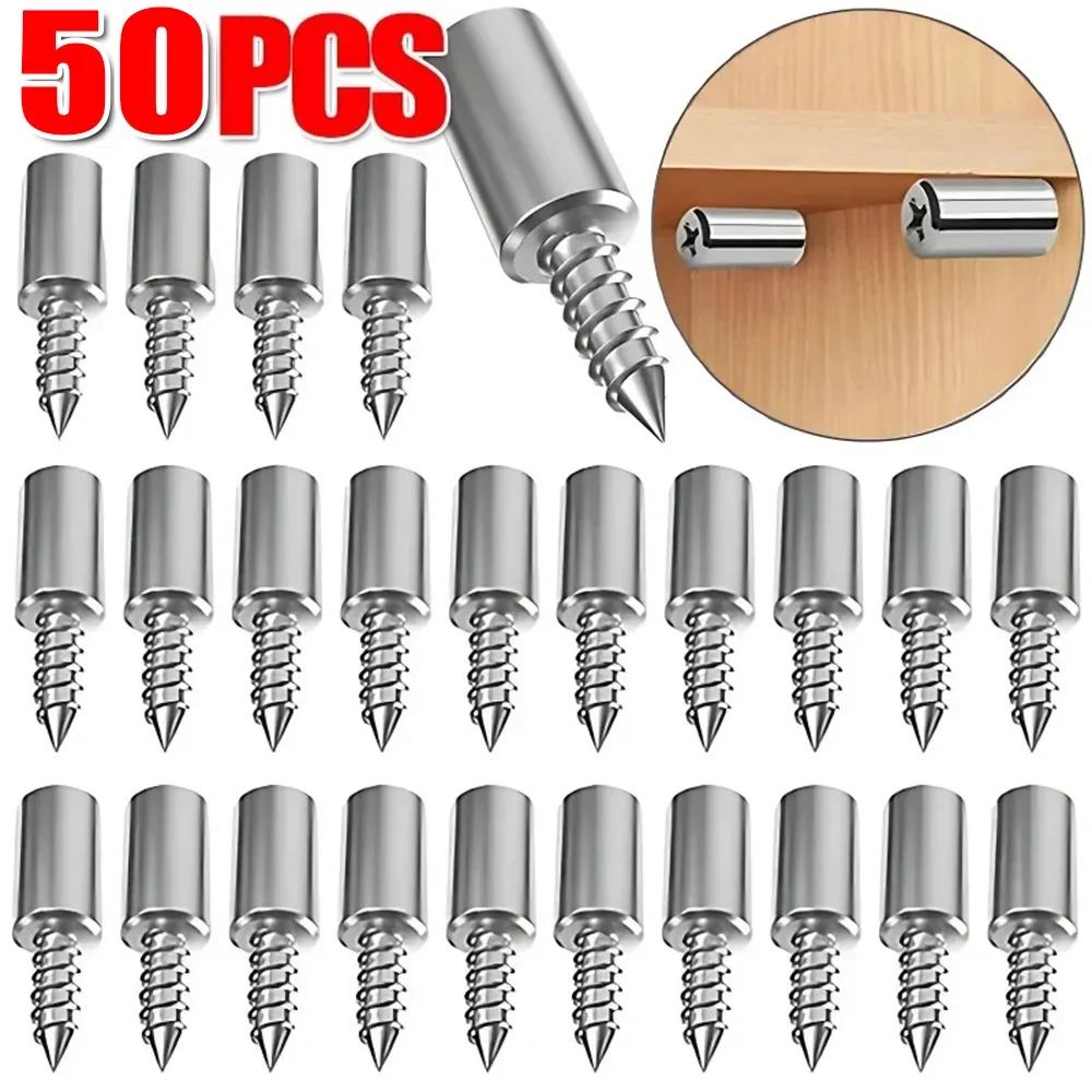 50/10PCS Shelf Support Pegs with Self-Tapping Screws – Non-Slip Sleeve Adjustable Brackets for Cabinets, Wardrobes & Bookshelves