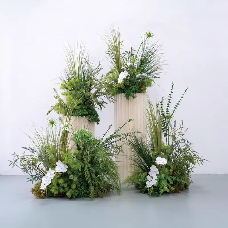 Event Walkway Artificial Flower Arrangement Plants Greenery Garland Wild 2m Flower Row Forestal Aisle Flower Runner for