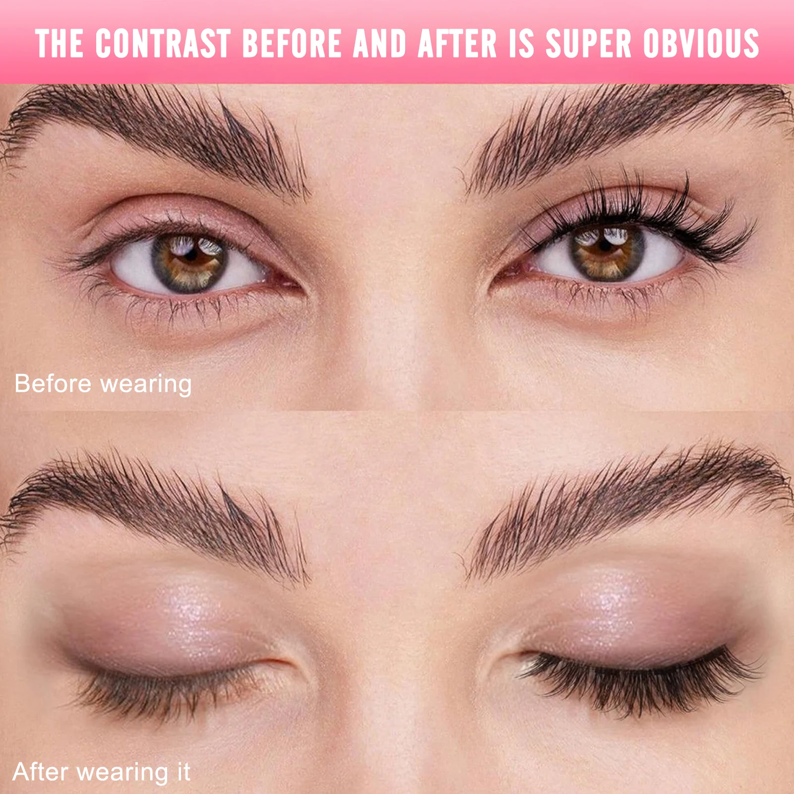 Kit de pestañas magnéticas esponjosas DIY, reutilizable, sin removedor, rizador, volumen, grupos de pestañas con aplicador para maquillaje de belleza de ojos