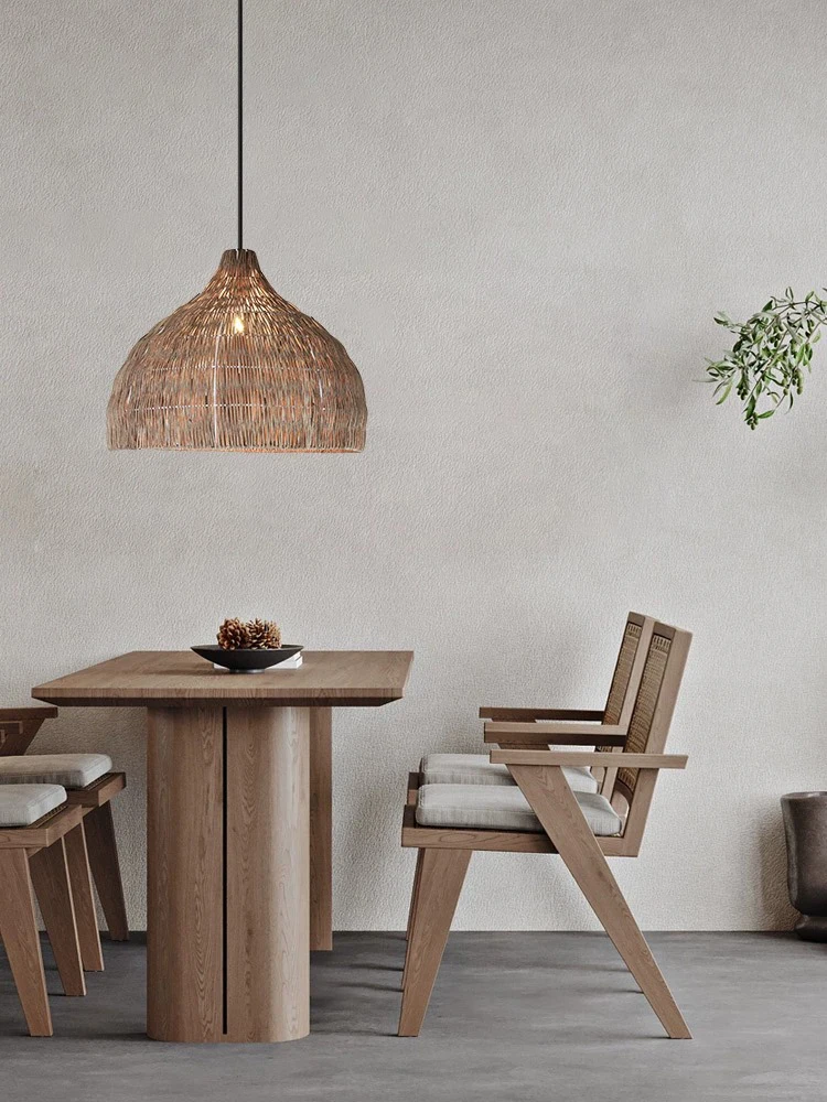 Simple Creative Rattan pendant Light For Dining Table Bar  New Retro Chandelier Designer Apartment Villa Art Bedroom Lamp