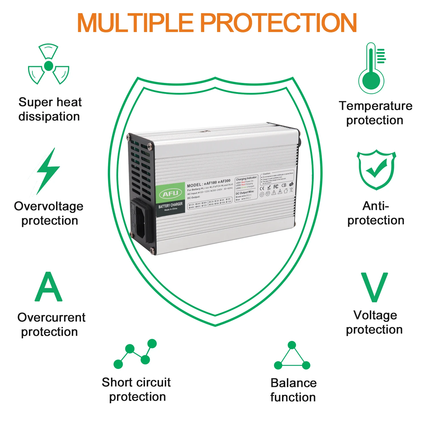 29.2V 10A LiFePO4 Battery Charger For 8S 25.6V 24V LiFePO4 Battery Pack Battery Smart Charger