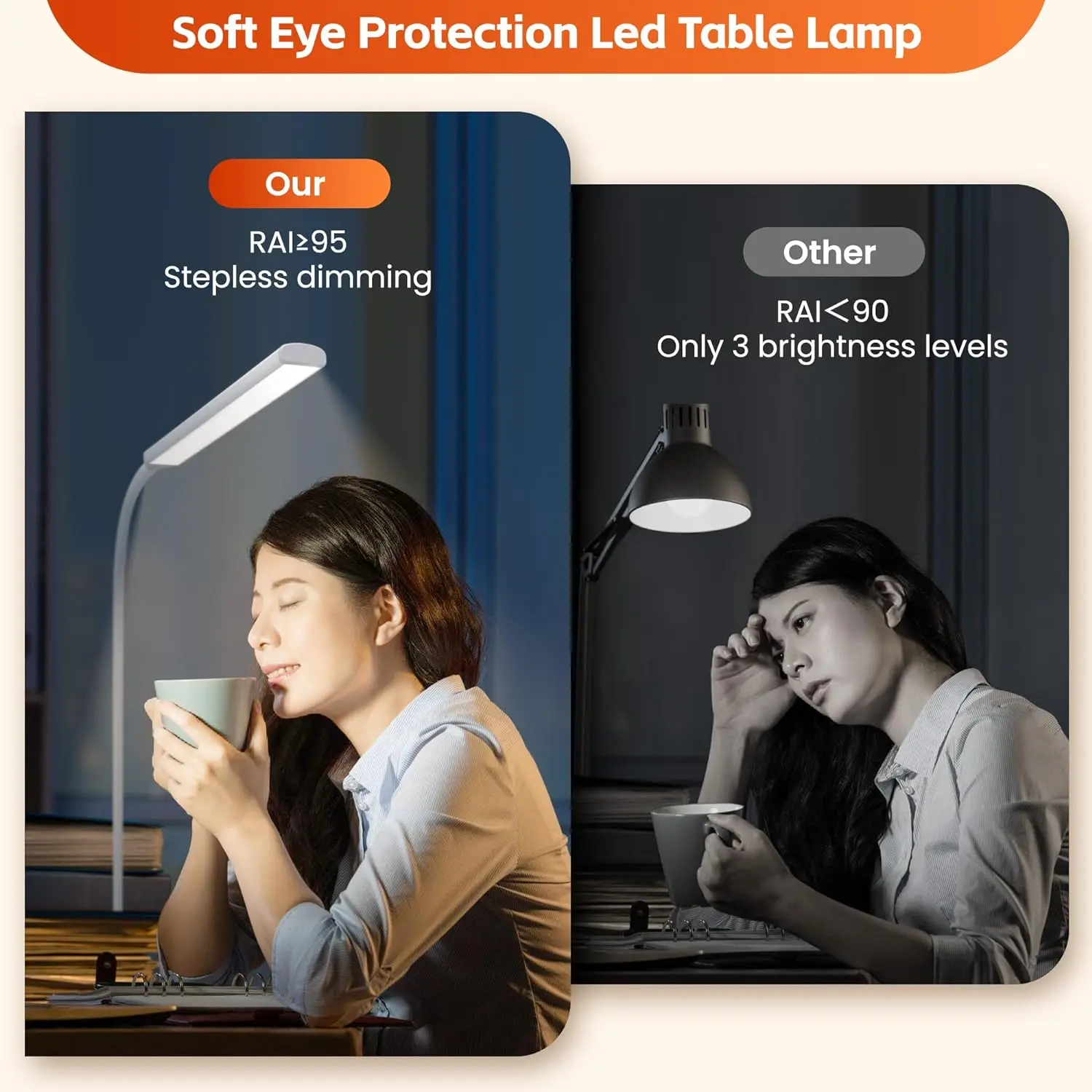 Imagem -04 - Lâmpada de Mesa Led com Braçadeira Stepless Dimming Desk Lamp para Home Office Luz de Escritório Ajustável Eye Cuidar