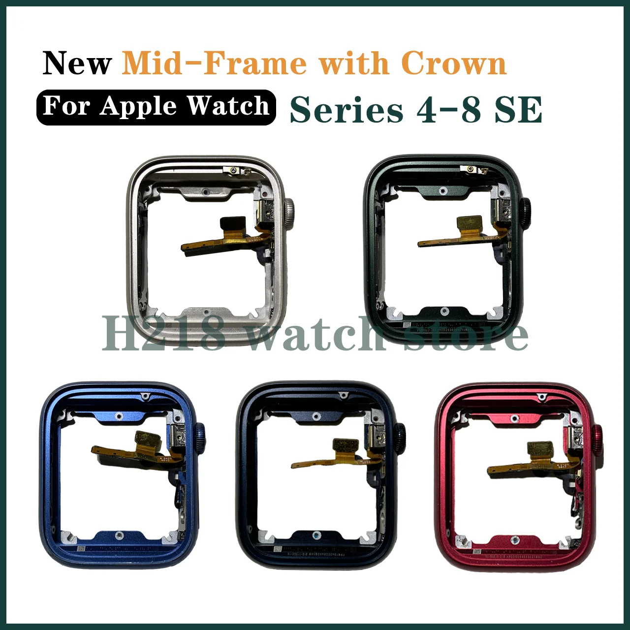 Aluminum Middle Frame With Side Roller Digital Crown Cable Assembly For Apple Watch Series 4 5 6 7 8 E 40 44 41 45MM GPS LTE