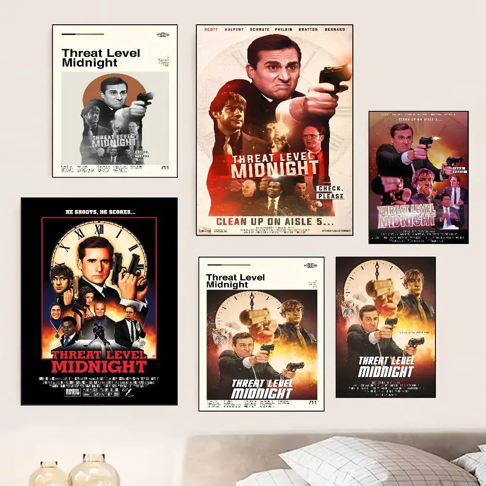 Classial Threat Level Midnight Movie Poster Self-adhesive Art Room Entrance Restaurant Wall Decor Art Painting