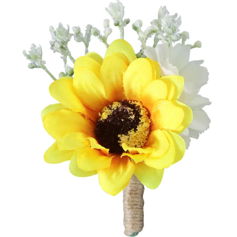 Ramillete de boda euroamericano para novia, simulación de girasol, dama de honor, hermanas, muñeca, flor, conferencia, venta al por mayor