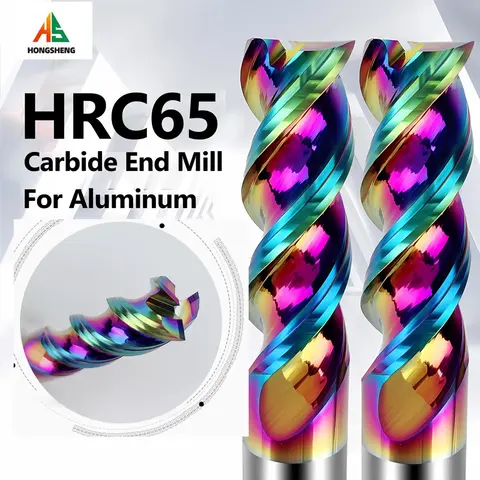 HRC65 3 Flute Carbide Milling Cutter Tungsten End Mill CNC Tool 1 6 8 12- 20 For Aluminum Fiberglass Acrylic Wood Copper Plastic