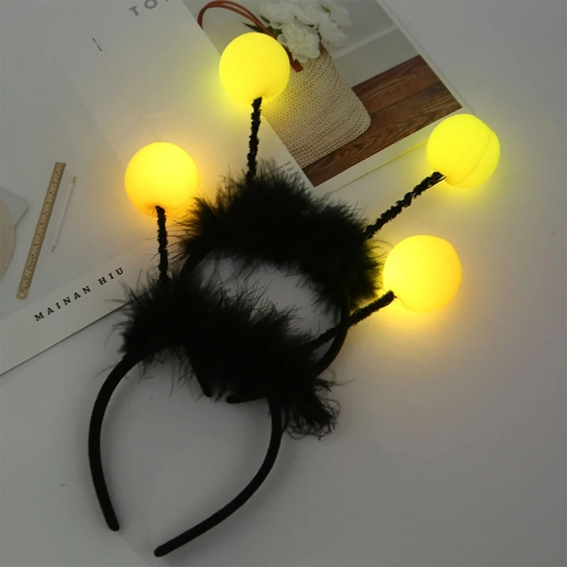 F92D Hair Hoop with Bulbs Cosplay LED Headbands Furry Theme with LED Bulb for Kid Pedlar Teens Headwear