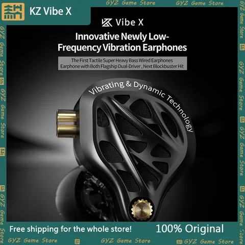 KZ Vibe X HiFi Vibration Earbuds Low Frequency Deep Bass Headset Stereo Sound In-Ear Earphones for Music Gaming