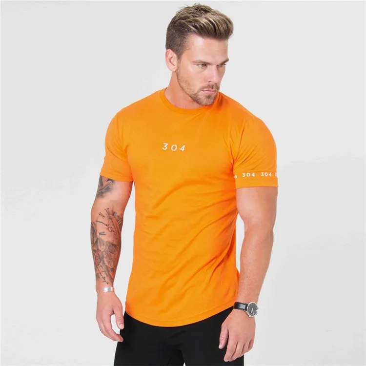 New Gym Clothing Fitness Tees Men Fashion Extend Hip Hop Summer Short Sleeve T-shirt Cotton Bodybuilding Muscle Guys