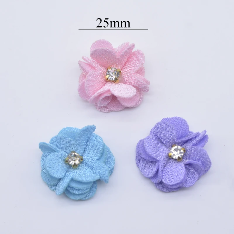10Pcs 25mm Mesh Gardenia Flower Applique for DIY Headwear Hair Clips Decor Accessories Clothes Hat Shoes Crafts Sewing Patches