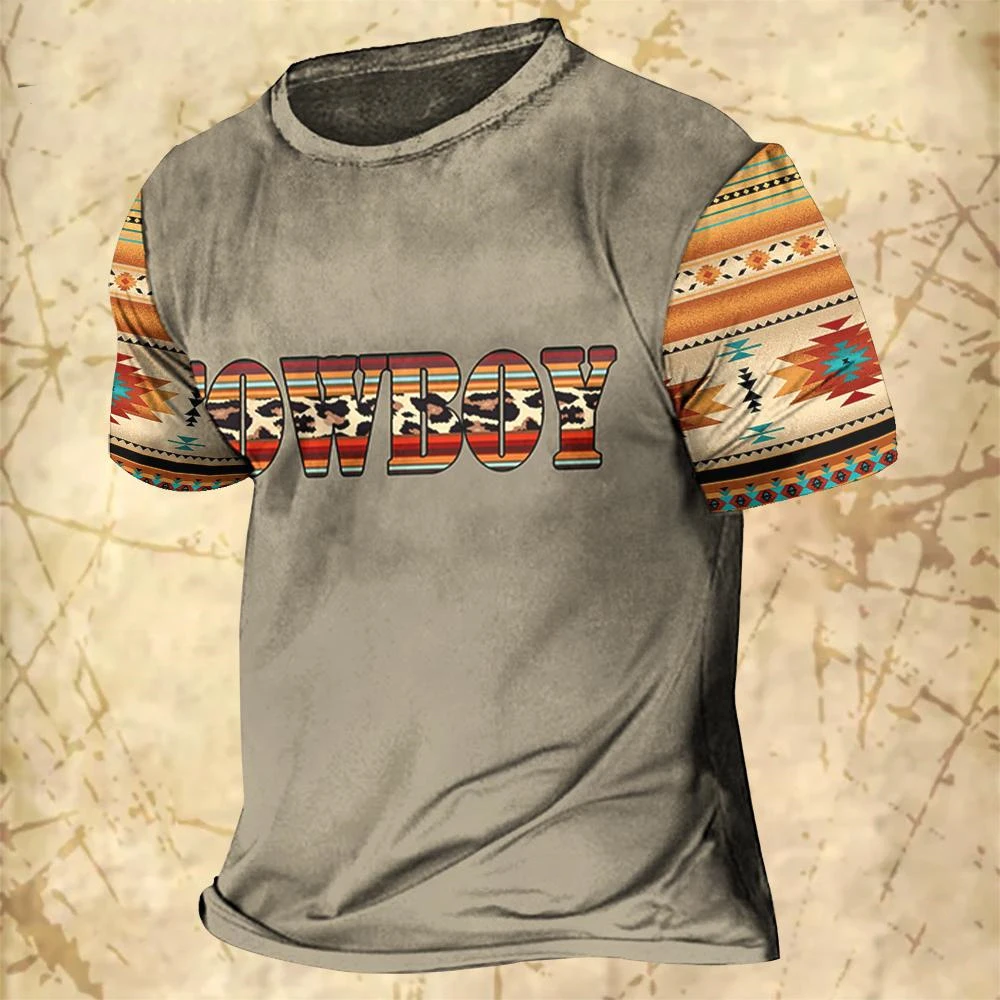 Western Cowboy Graphic T-shirts 3D Print Men's O-Neck Short Sleeve T Shirt Oversized Streetwear Harajuku Tees Tops Kids Clothing