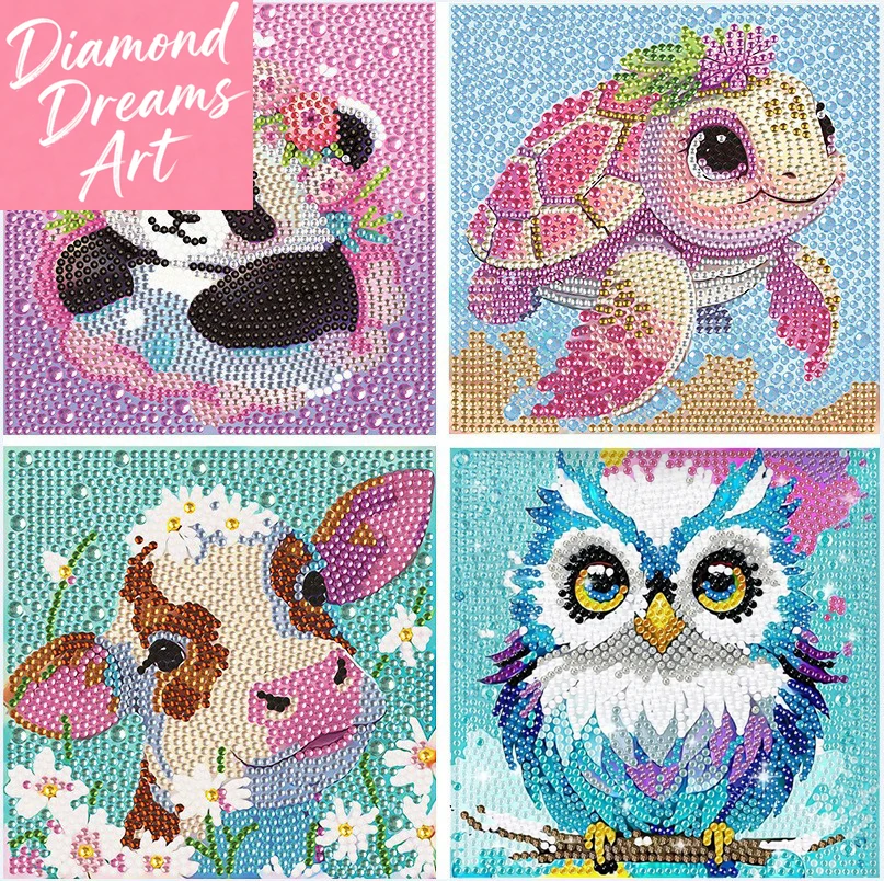 Frameless,Cartoon Crystal Diamond Stickers Children Handmade Diy Full Diamond Animal  Art Painting