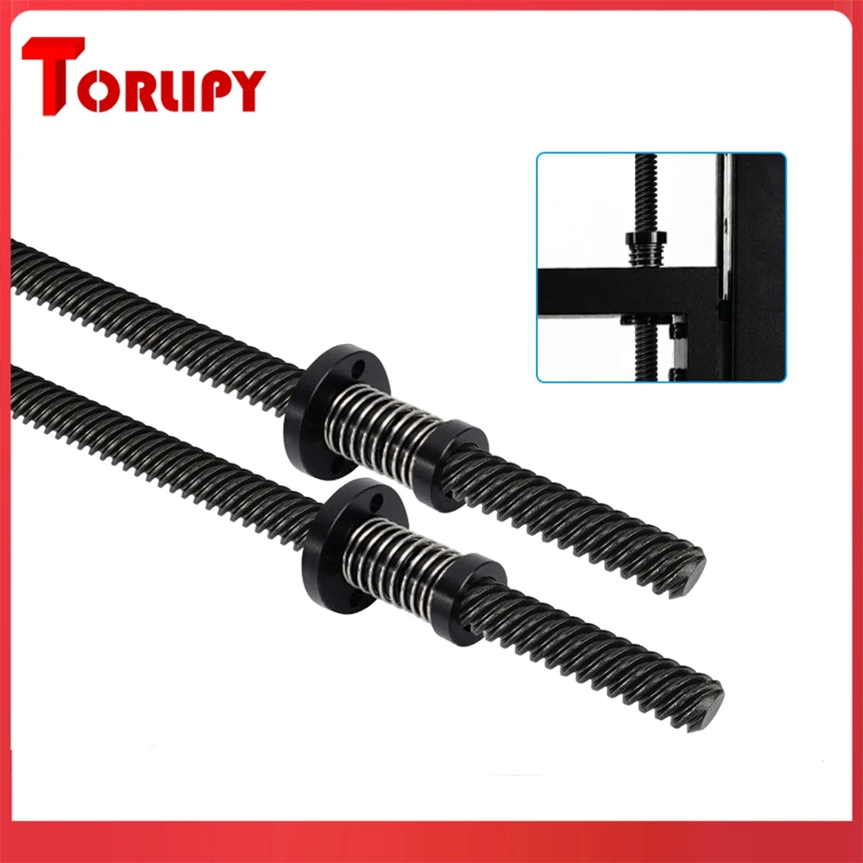 

Torlipy PTFE Coated T8 Lead Screw Thread 8mm Lead 2mm Pitch Length 367mm 400mm With POM Nut 3D Printer Parts Leadscrew Black