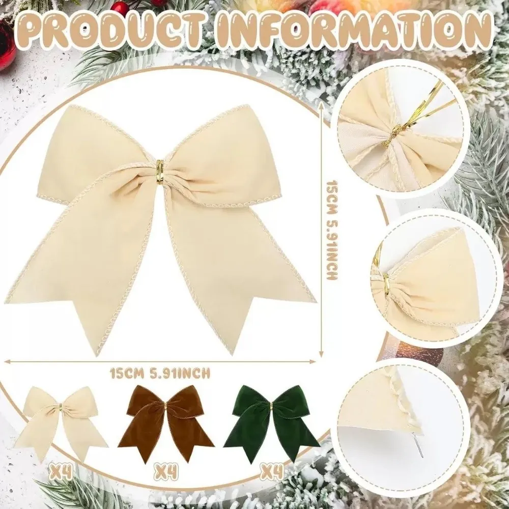 4 قطعة Kawaii Bowknot شجرة عيد الميلاد الشريط المخملية الإبداعية معلقة قلادة DIY إكليل الشريط ديكور ديكور الحفلات