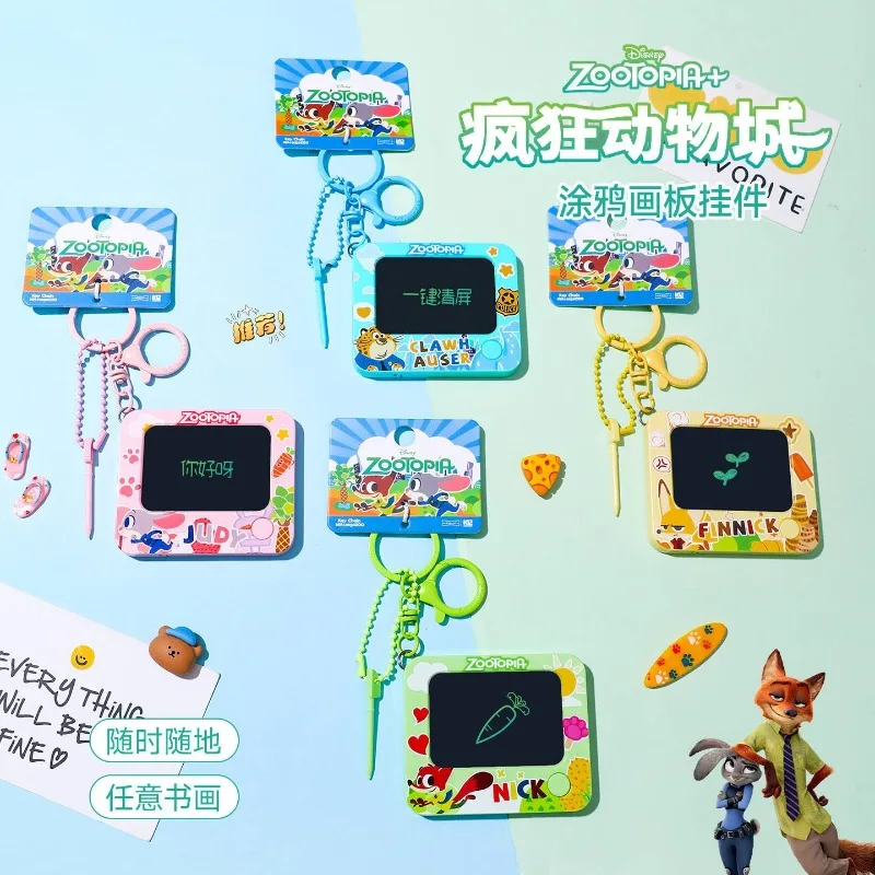 Zootopia Judy Nick gantungan kunci bantalan grafiti mini, liontin bantalan tulisan tangan kreatif kepribadian kartun lucu, hadiah liburan mainan anak-anak