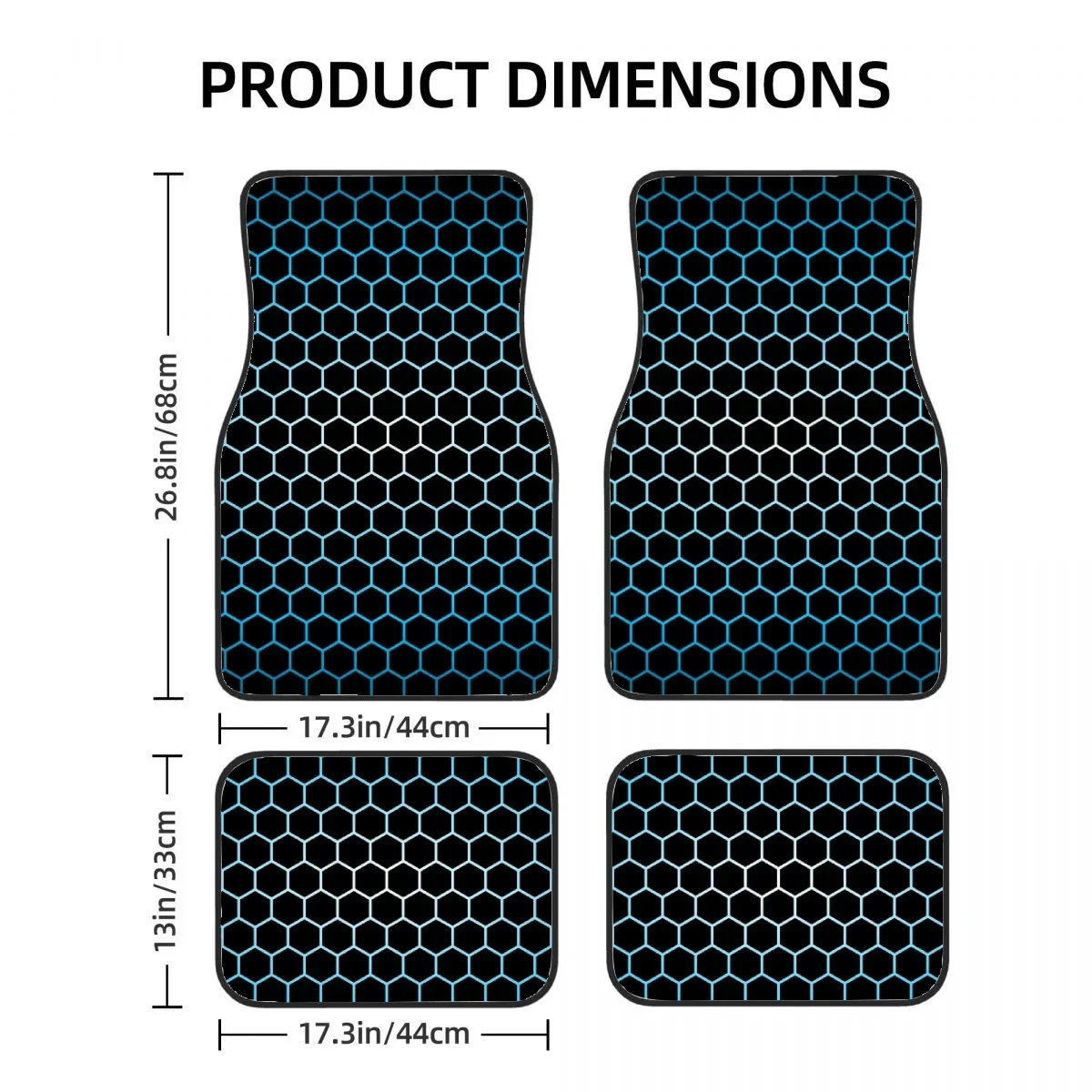 honeycomb hexagon Car Floor Mats 4 Piece Set Front and Rear Carpet Complete Set Car Carpet Suitable for SUV Vans Car Interior