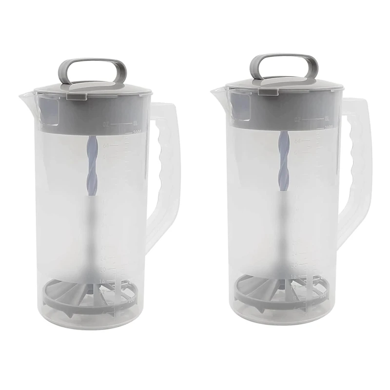 

Mixing Pitcher For Drinks, Manual Juice Jug With Sealing Lid, No Spill Juice Pitcher Beverage Container, 2000Ml 2Pcs