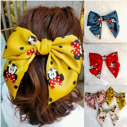 New Wide-Brimmed Mickey Bow Hairpin All-match Minnie Handmade Fabric Spring Clip Cute Hair Accessories Girl