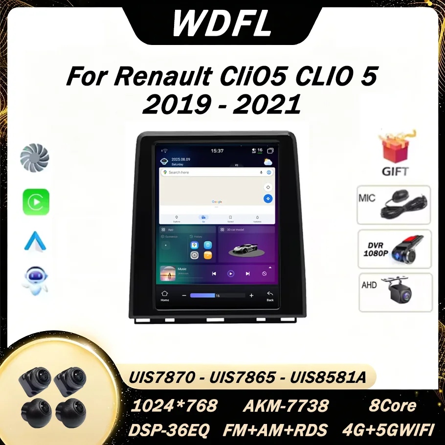 9.7inch Android For Renault Clio5 CLIO 5 2019-2021 Car Radio Multimedia Navigation Wireless BT Carplay Multimedia Screen Stereo