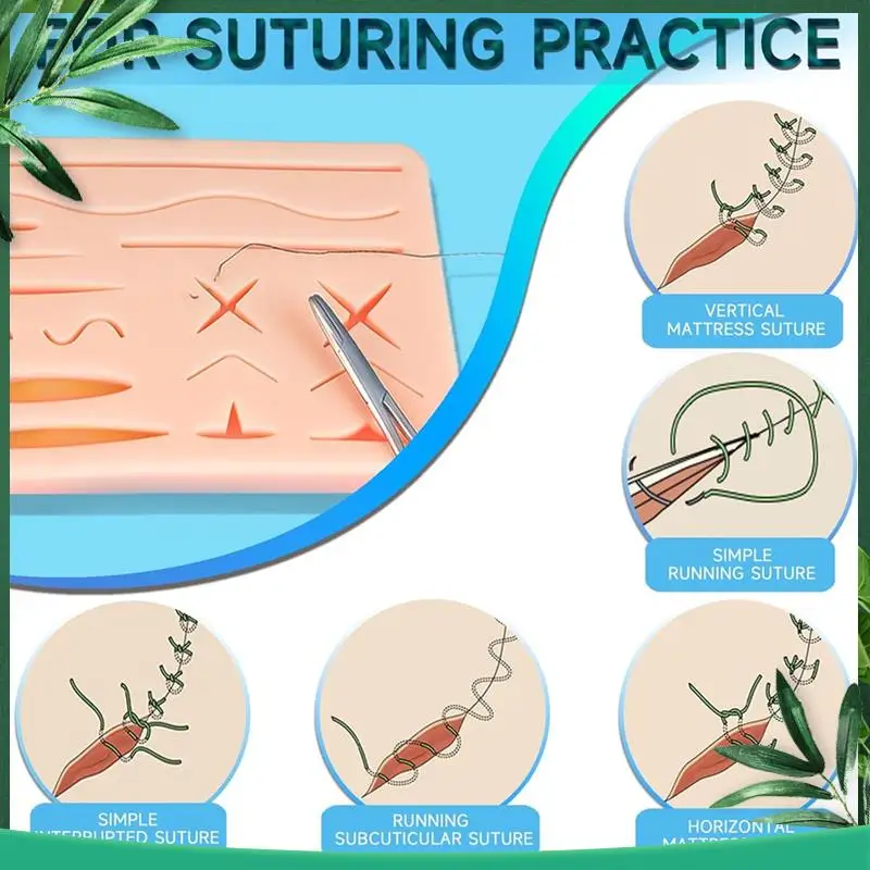 

(NEW) Student Suture Practice Kit - Silicone Suture Pads 17 Pre-Cut Woundsuture Tools Practice Sutures And Needles