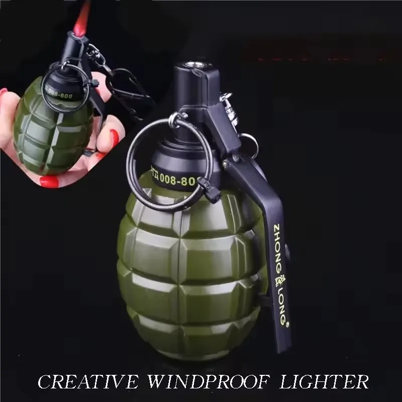 New Multifunctional Military Model Creative Windproof Lighter Metal Body Pink Flame Ashtray Butane Gas Lighter Collection Gift