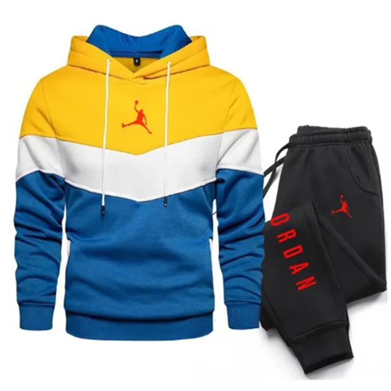 2024 New men\'s fashion casual sportswear outdoor fitness jogging hoodie set sports luxury hoodie + pants suit clothing