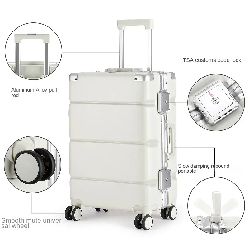 Cabin Luggage 24 26 28 Aluminum Frame Large Capacity Trolley Case 20 22 Inch Men Travel Password Boarding Box Rolling Suitcase